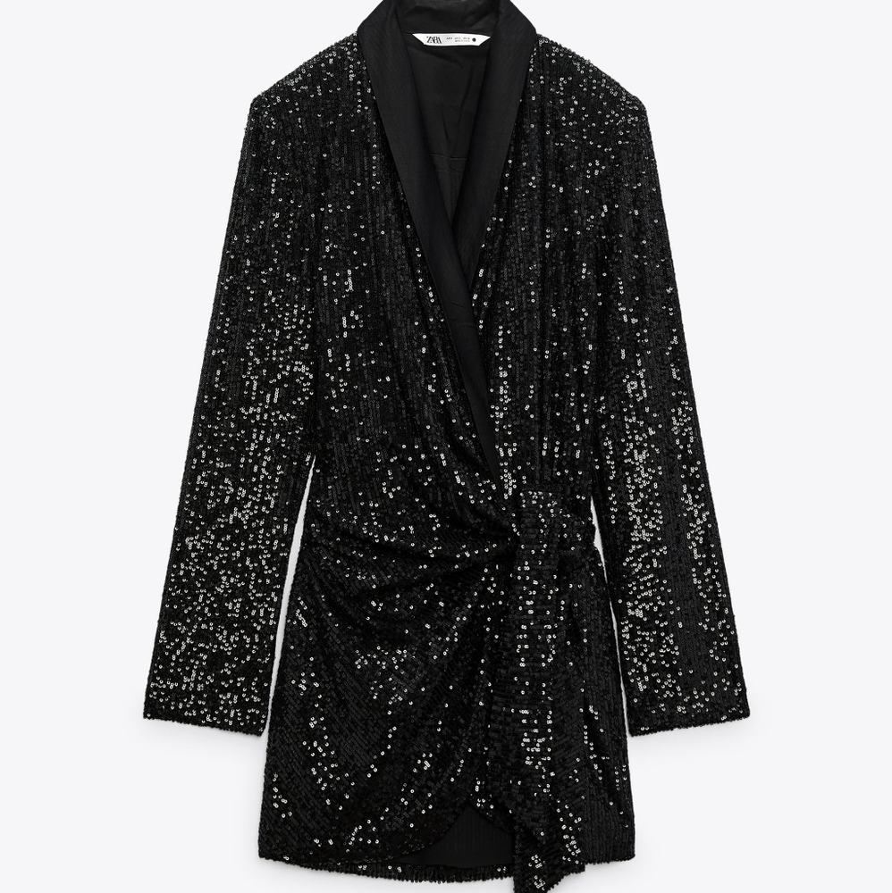 Zara Black Sequin Mini Dress - Picture 4 of 10